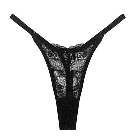

QYZEU Thong Variety Pack Women Thin Camisole Lace Panties Jacquard Hollow Out Low Waist T Pants Panties