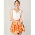 thumbnail image 2 of Unique Bargains Jupe Courte Mini Trapèze à Taille Haute Élastique à Motif Floral pour Femme, 2 of 6