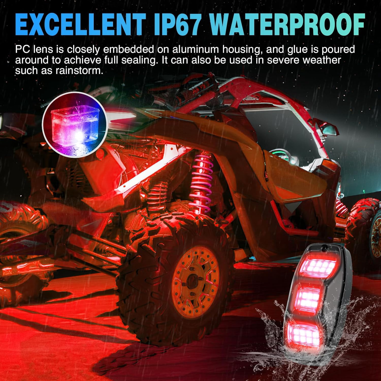 Nilight RGBW LED Rock Lights Kit, 6 Pods 22LED Wide Angle Remote & Bluetooth App Dual Control with Music Modes Multicolor Underglow Neon Wheel Well Light Fit for ATV UTV SUV Offroad Truck RZR Boat