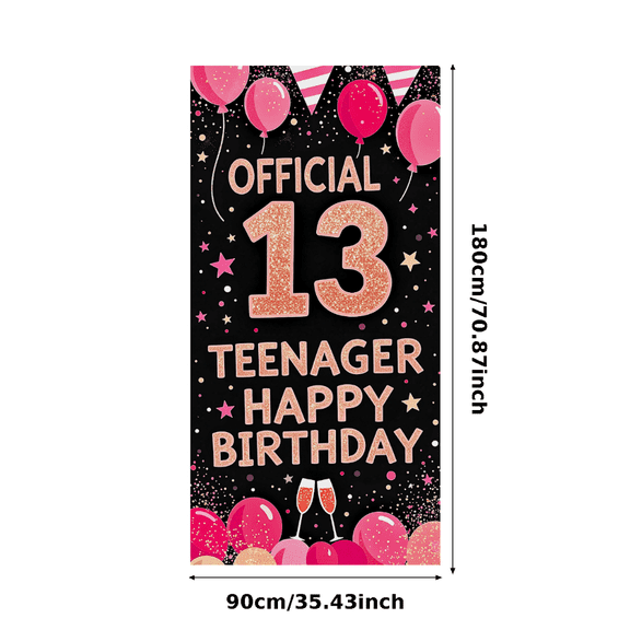 Sparkly Glittery 13th Teenager Birthday Banner with Balloons Stars and Bunting Backdrop Party Supplies Photography Props for Birthday Party Celebrations Decorations