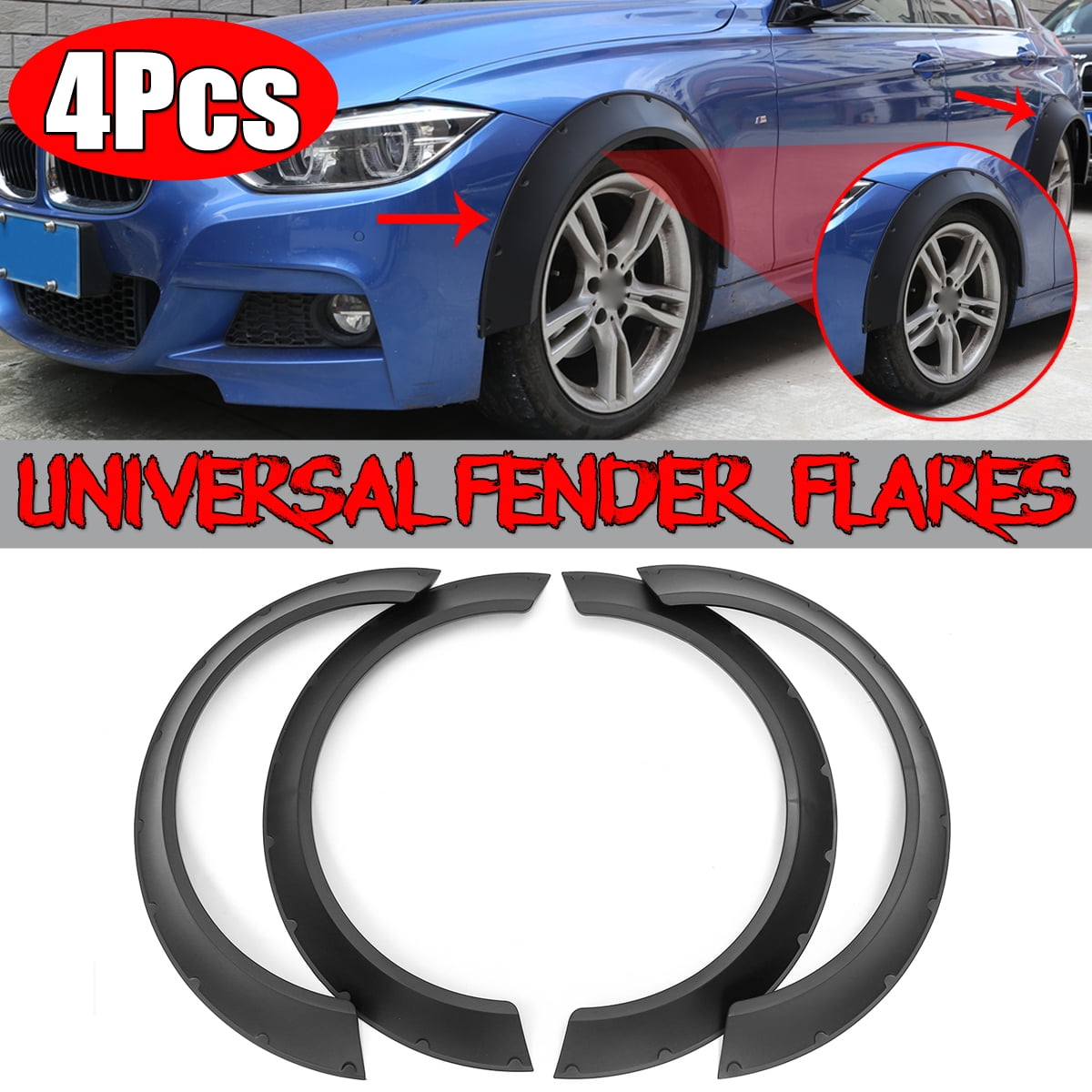 Universal Car Fender Flares 4 Piece Flexible Yet Durable Polyurethane Body  Kits Extra Wide Body Wheel Arches 