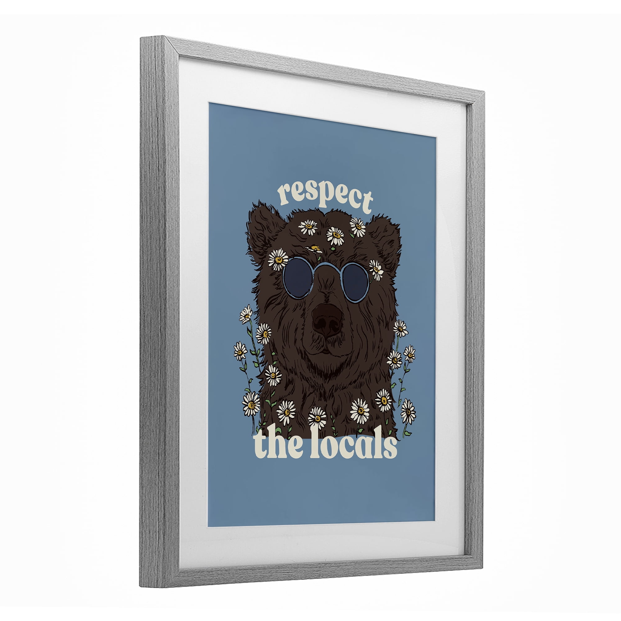 Stupell Industries Respect The Locals Bear Gray Framed Print Under Glass, design by Two If By Sea Studios