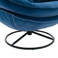 thumbnail image 5 of Swivel Chair with Ottoman Set, Velvet Tufted Upholstered Accent Chair, Single Sofa Chair with 360 Degree Metal Base for Living Room, Bedroom, Home Office, Blue, 5 of 9