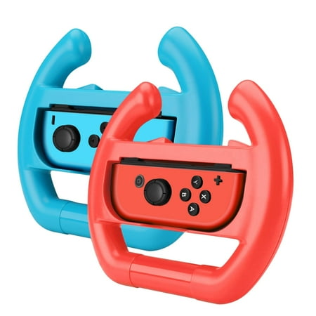 Racing Wheel for Nintendo Switch / Switch OLED Joy-Con Controller (Set of 2 Red + Blue) Racing Steering Wheel Controller Accessory Grip Handle Kit Attachment