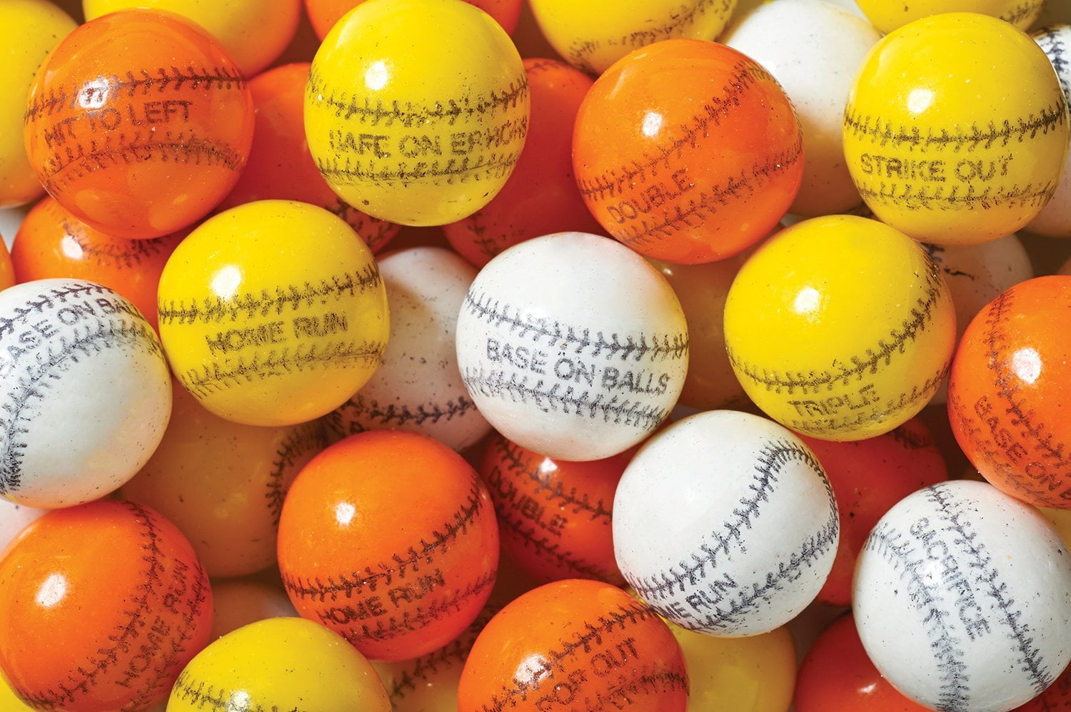 Baseball Gumballs White Orange & Yellow Colors 2 Pounds