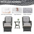 thumbnail image 4 of PARKWELL 5-Piece Outdoor Conversation Sets,Wicker Swivel Gliders with Ottomans,Side Table,Patio Seating Furniture with Gray Cushions,Gray Wicker, 4 of 9