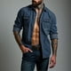 thumbnail image 1 of Blusa y camisa de manga larga con cuello vuelto para hombre, camiseta lisa de moda, blusa de manga larga con cuello vuelto, informal, elegante, con estilo, cómoda, con bolsillos, botones y capucha, bl, 1 of 6
