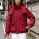 thumbnail image 1 of Parkas de manga larga para mujer, chaqueta informal de algodón con capucha y mangas largas de colores., 1 of 9