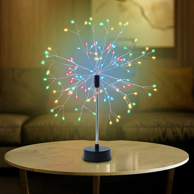 DONGPAI LED Firework Table Lights USB Battery Operated Starburst Table Lamp  8 Modes Dimmable Timer with Remote Control Table Decoration for Banquet