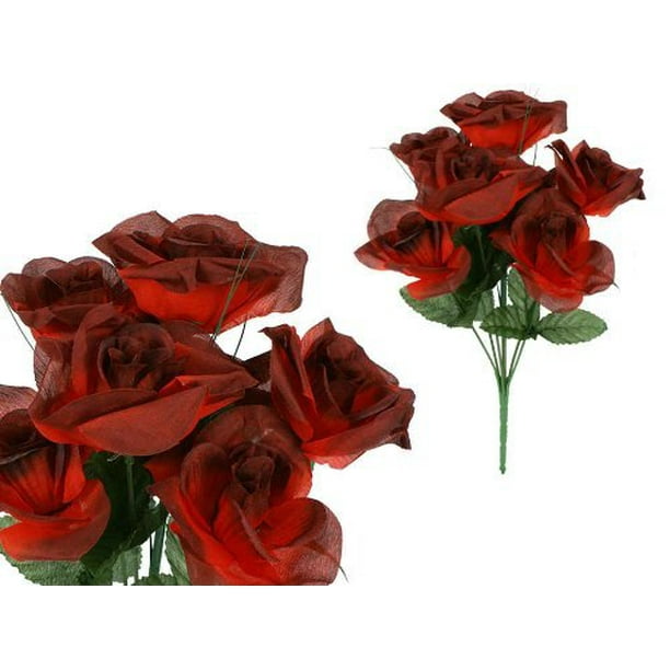 7 Stem Large Roses Artificial Flower Burgundy