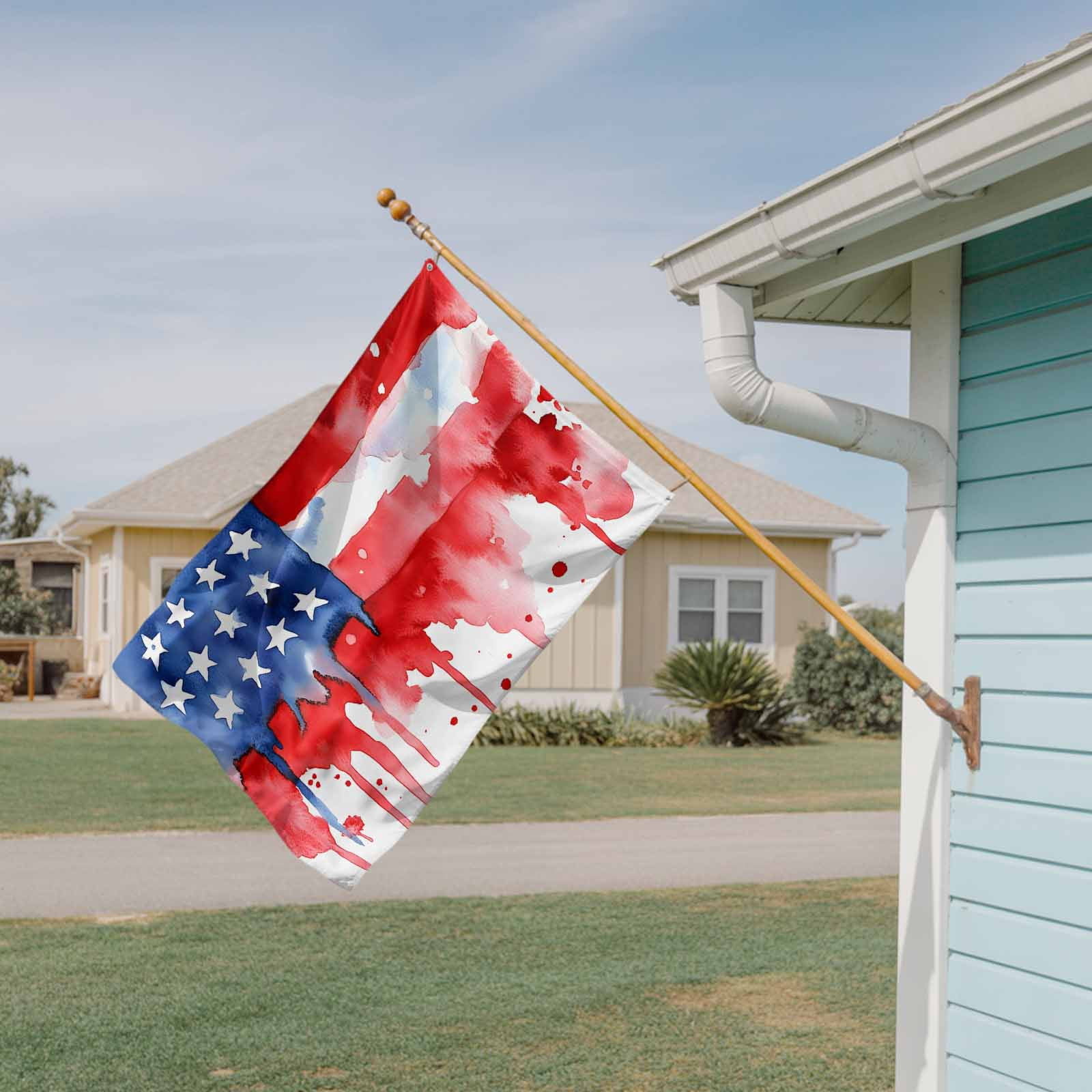 4th of July Flags for Outside 3x5 ft American Flag Outdoor Flags Double Sided Grommets House Banner Watercolor USA Flag Patio Yard Flag for Outdoor Party Porch Garden Independence Day Decor