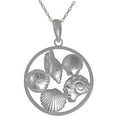 thumbnail image 1 of Million Charms 925 Sterling Silver Nautical Charm Pendant with Chain,  Shell Cluster In Round Frame, 1 of 2