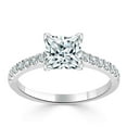 thumbnail image 2 of 1.50 Cts Princess Cut Moissanite Engagement Ring , Moissanite Diamond Ring , 18K White Gold Plated Ring Anniversary Ring , Wedding Ring, Gift for Her, 2 of 4