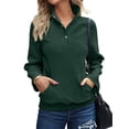 thumbnail image 2 of Womens Casual Textured Long Sleeve Henley Button V Neck Loose Pullover Trendy Fall Outfits Tops Dark Green XL, 2 of 7
