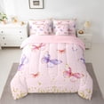 thumbnail image 2 of jejeloiu Colorful Cute Butterflies 7-Piece Twin Bedding Sets,Kawaii Rainbow Flowers Bedding Comforter Set For Girls Kids Reversible, 2 of 8