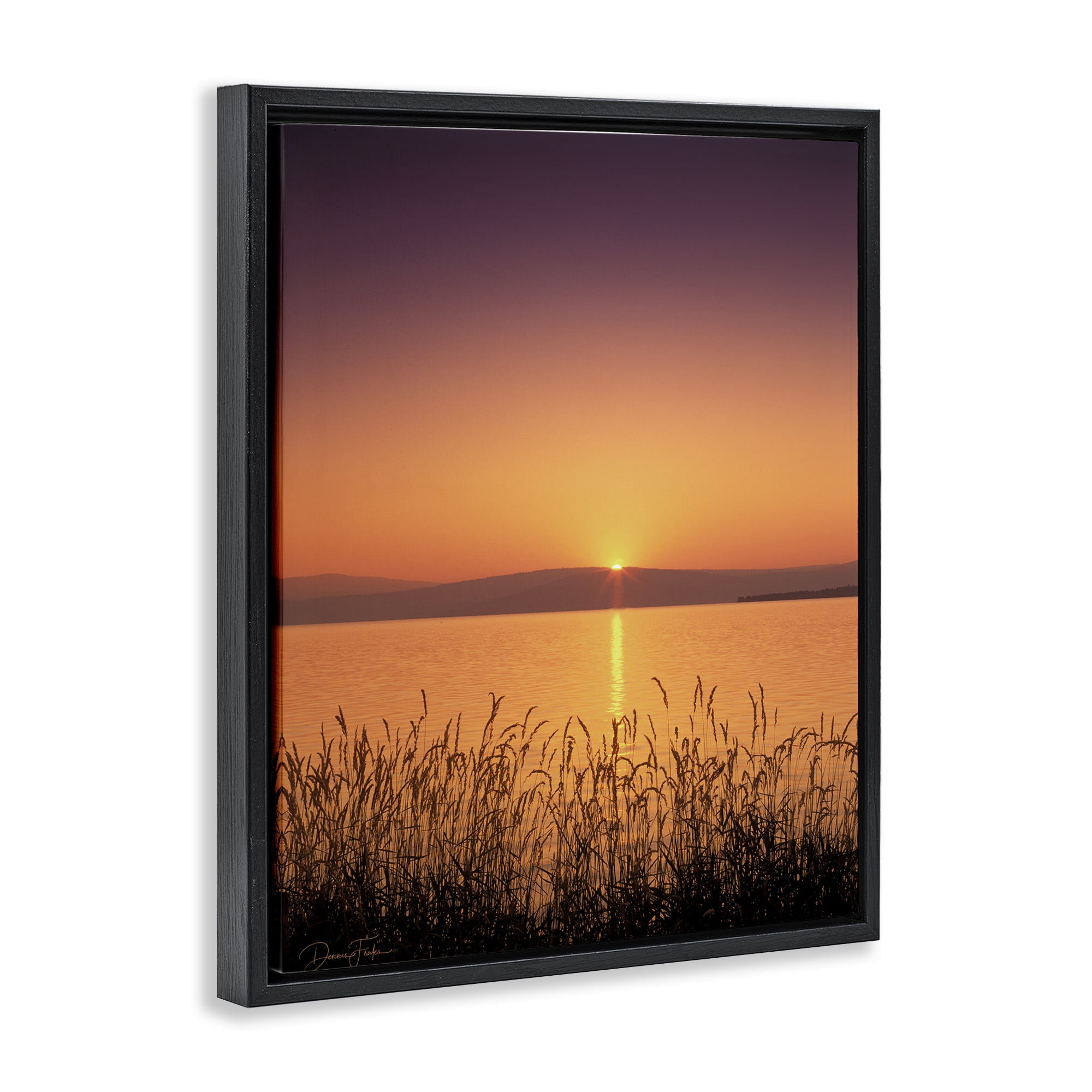 Stupell Industries Deep Orange Sunset Landscape Photography Black Floater Framed Canvas Art Print Wall Art, 25 x 31