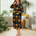 thumbnail image 3 of Xoenoiee Pumpkin Bat Moon Star Print Women Long House Coat Halloween Zipper Front Robes Full Length Nightgowns with Pockets Loungewear Bathrobe, S, 3 of 6