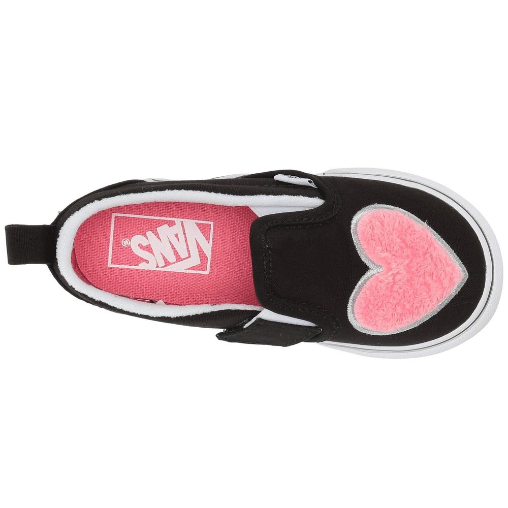 black and pink heart vans