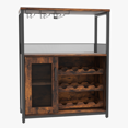 thumbnail image 1 of 3-Tier Wine Bar Cabinet with LED Lights, Modern Liquor Buffet Sideboard with Glass Holder Removable Wine Rack and Ample Storage for Dining Room Kitchen Home Bar, Grey, 1 of 7