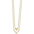thumbnail image 2 of 14k Yellow Gold Satin/Polished Diamond Double Triangle 2strand 18in Necklace - 18" Natural Diamonds Chain, 2 of 6