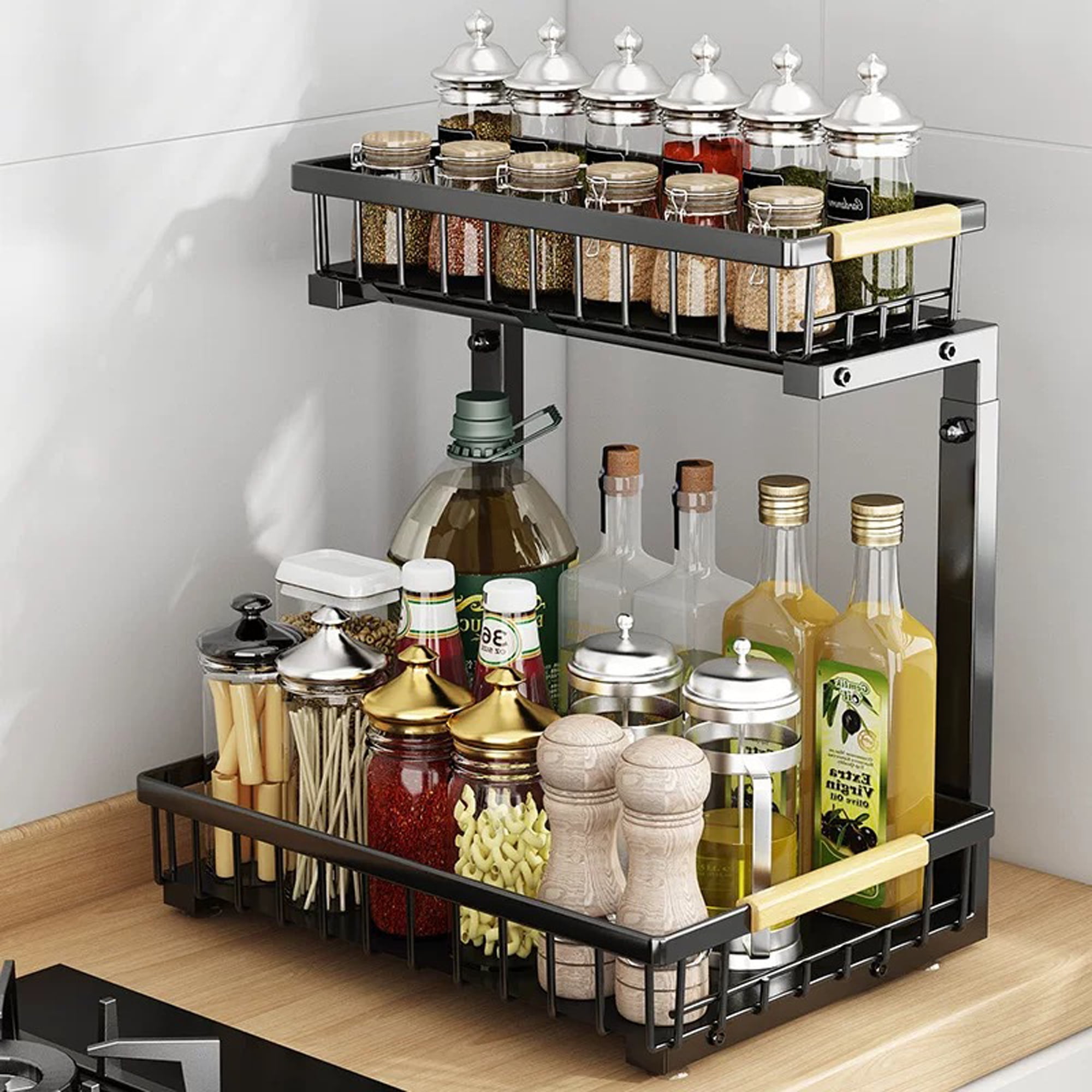 ONAIL Under Sink Organizer And Storage, 2 Tier Slide Out Sink Shelf Cabinet Storage Shelves, Under Sink Storage for Kitchen Bathroom, Under Counter Storage Organizer