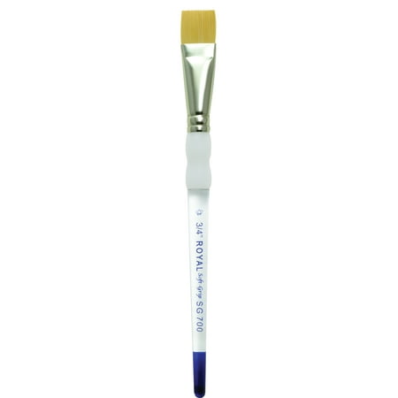 Royal Brush Soft Grip Wash Golden Taklon Fiber Non-Slip Rubber Grip Acrylic Handle Paint Brush, 3/4 in, Pack of (Best Way To Wash Paint Brushes)