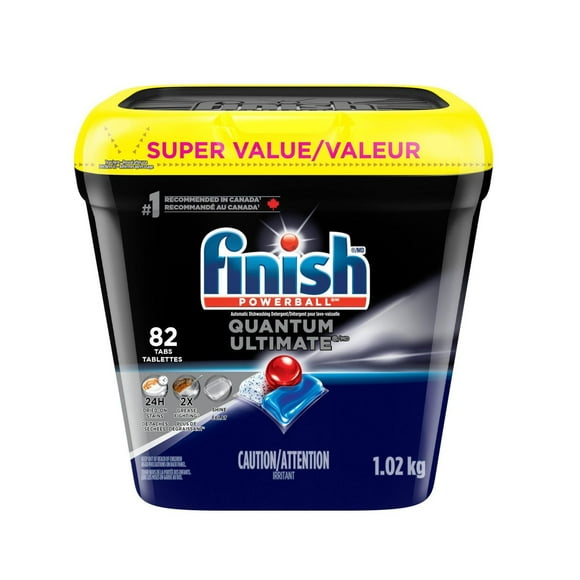 Finish Quantum Lot de 82 pastilles de détergent pour lave-vaisselle Ultimate Clean & Shine