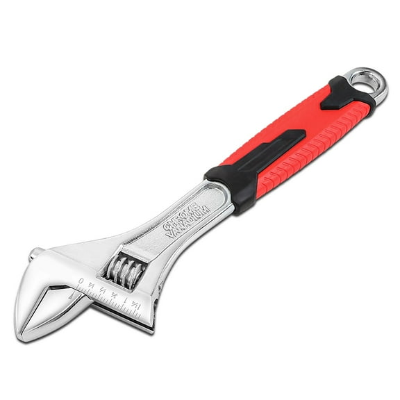 Adjustable Wrench Spanner - 10 Inch, Vanadium Steel Automotive Repair Tool w/ Four-Sided Jaws and Rubber Grip