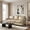 Beige, variant on Genuine Leather 3 Seater Sofa with Rolled Arms Nailhead Trims Solid Wooden Legs Living Room Reading Sage