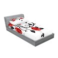 thumbnail image 2 of Ambesonne Gothic Fitted Sheet & Pillow Sham Set, Swirling Roses Garden, Twin, Vermilion Black White, 2 of 2