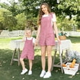thumbnail image 2 of IBTOM CASTLE Mommy and Me Outfits Solid Color Family Matching Overall Shorts Jumpsuit Romper Summer Clothes for Mother and Daughter 3-4 Years Pink Corduroy, 2 of 8