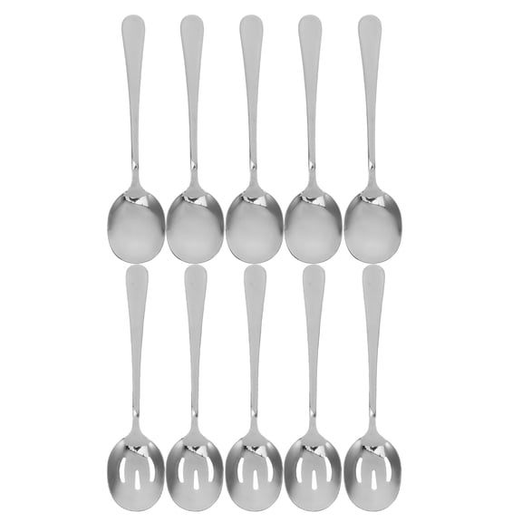 Masteelf 1 Set Serving Spoon Set Stainless Steel Serving Spoons And Slotted Spoons For Buffets Catering And Home Use Dishwasher Safe Tableware