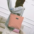 thumbnail image 7 of huanledash Women Tote Bag Rope Handle Large Capacity Waterproof Canvas Colorful Strip Female Shopping Tote Handbag Daily Use, 7 of 7