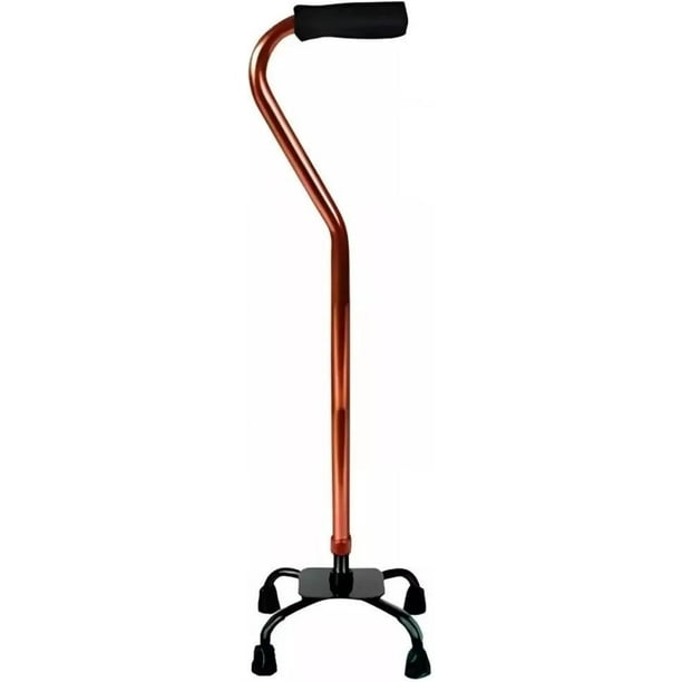 Bastón 4 Apoyos con Base Corta Altura Ajustable Fabricado en Aluminio Empuñadura Acojinada (para Uso Izquierdo O Derecho) Soporta hasta 120 Kg BRONCE