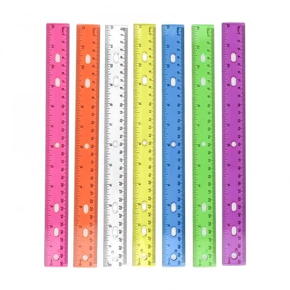 CCOCC 4Pcs Color Transparent Ruler Plastic Rulers 12 Inch Metric Rulers with Inches and Centimeters Ruler for Study Home
