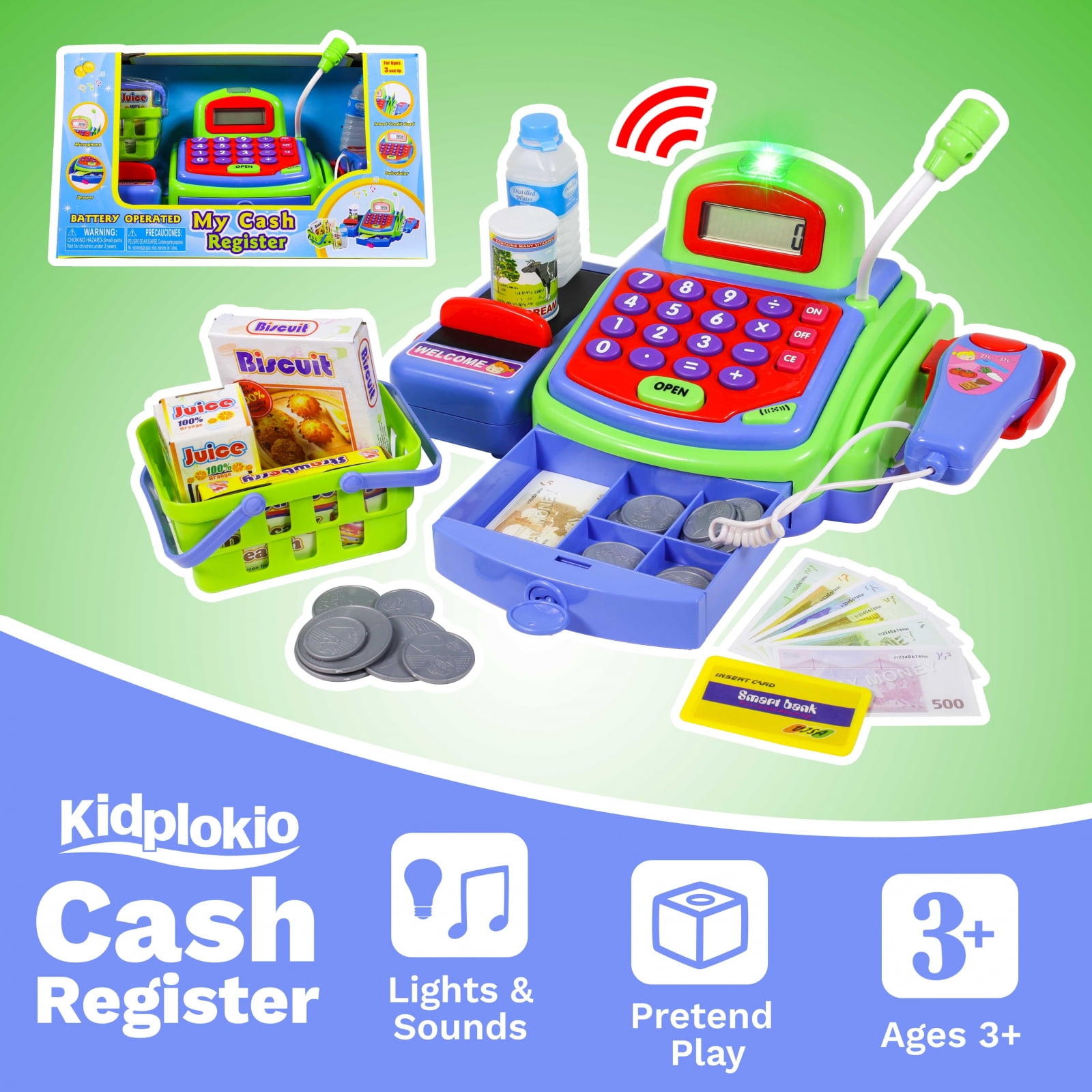 Kidplokio Real Working Kids Toy Cash Register for Girls with