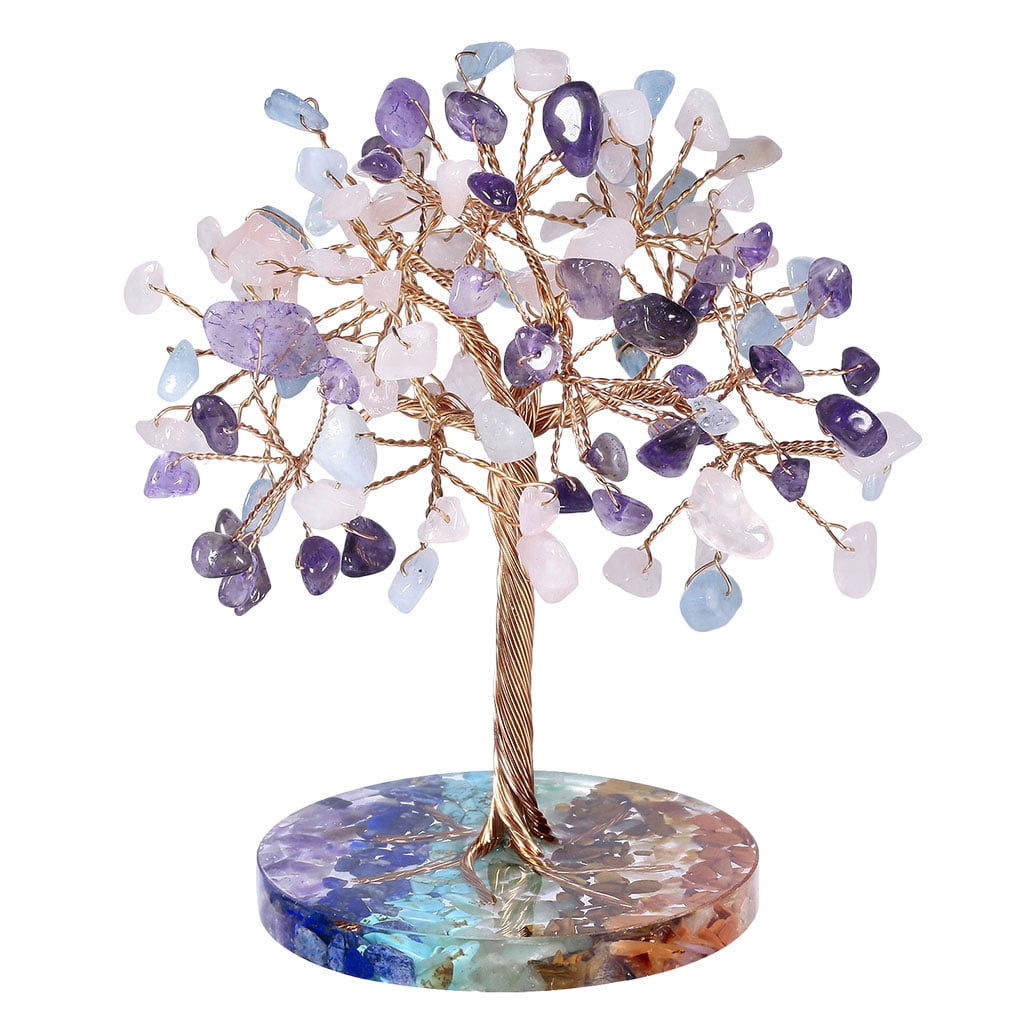 Xinxinyy Stylish Home Accents Exquisite Crystals Stones Tree