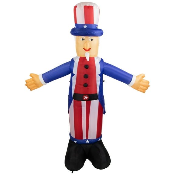 Inflatable White and Red Lighted Standing Uncle Sam Outdoor Decor 70-Inch