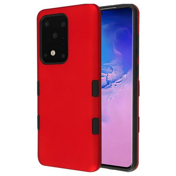 Samsung Galaxy S20 ULTRA (6.9") Phone Case Stylish Dual Layer Hard & TPU Rubber Silicone Body Protective Hybrid Armor Heavy Duty Grip Bumper Sturdy Shockproof Cover [RED] for Samsung Galaxy S20 Ultra