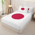 thumbnail image 2 of Manfei Japan Flag Zipper Queen Comforter Set with Fitted Sheet and 2 Pillowcases,World Travel Zipper Bedding Set,Red White,Light Gray Reversible,4pcs, 2 of 8