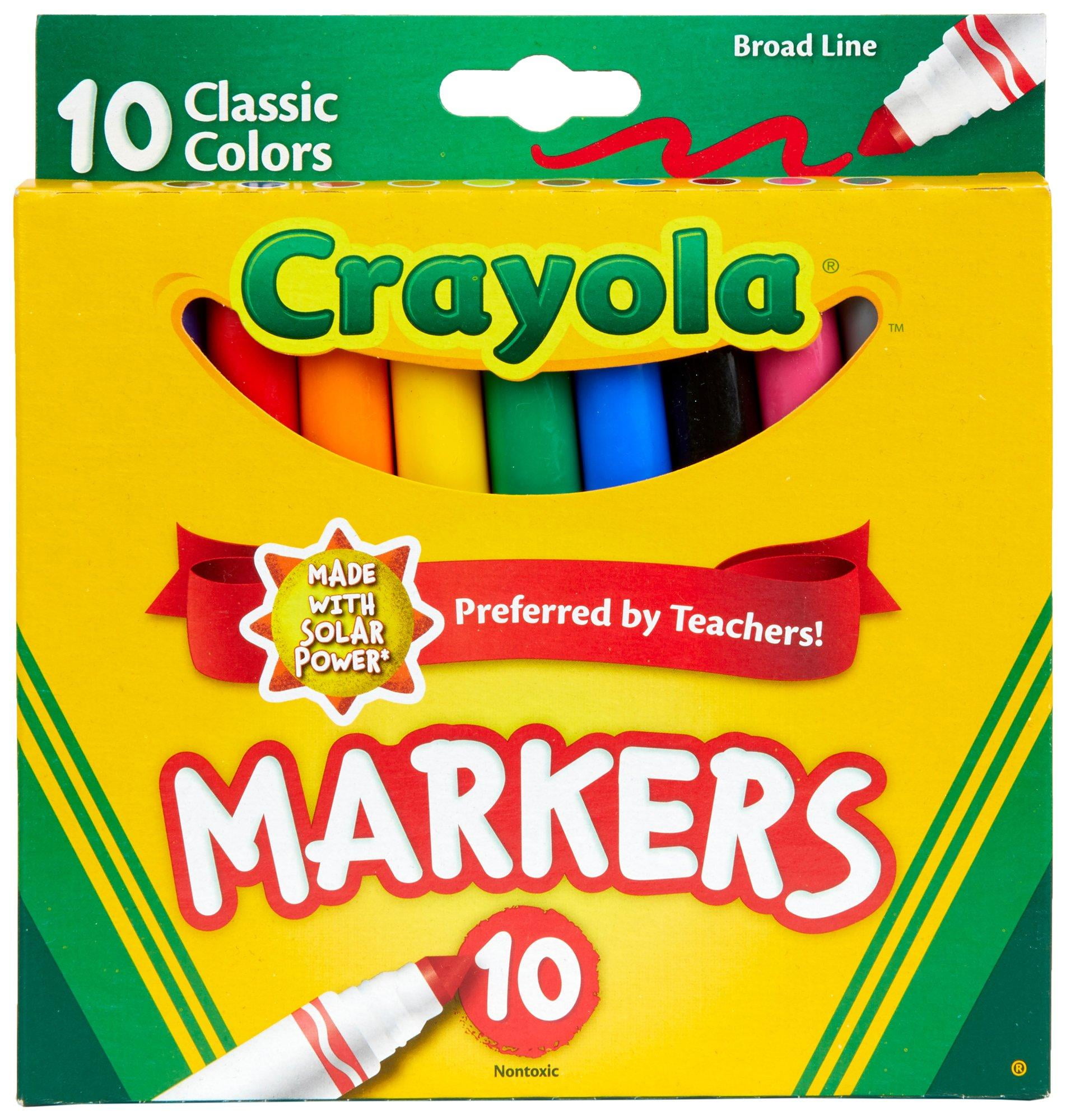 Crayola Broad Line Markers, 10 Count, Back to School Supplies, Beginner Child
