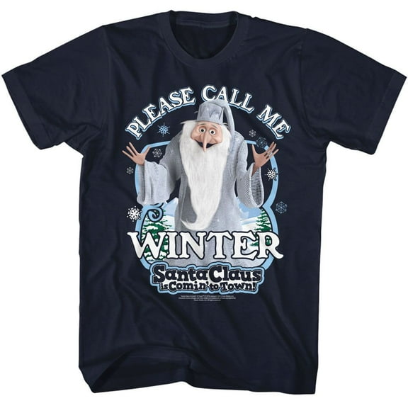 Santa Claus Is Coming To Town Santa Winter Navy Adult T-Shirt S