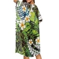 thumbnail image 4 of HELLHERO High Quality Fabrics Bathing Suit Cover Up for Summer Loose Short Sleeve Tropical Leaves, 4 of 6