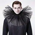 thumbnail image 3 of Victorian Retro Mesh Neck Ruff Collar Glitter Layered Ruffle Fake Collar Shawl Halloween Tulle Clown Choker for Renaissance Cosplay, 3 of 8