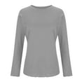 thumbnail image 4 of Aloohaidyvio Womens Long Sleeve Basic Tee Crewneck Cotton Knit T-Shirt Super Soft Classic and Fitted Tops Gray 2XL, 4 of 6