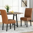 thumbnail image 4 of Kd Dining Chairs (2pcs ) - Brown Upholstered, Elegant And Chic Armless For Room, Decoration, 18.24 In. Depth, 42.95 Lb Package Weight Chair Of 2 Upholstered Seats, Classy Contemporary Home, Feature,, 4 of 6