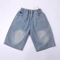 thumbnail image 5 of Boys Baggy Jean Shorts Loose Fit Vintage Wide Leg Jorts Y2K Streetwear Hip Hop Casual Denim Shorts Teen Elastic Waist Bermuda, 5 of 8