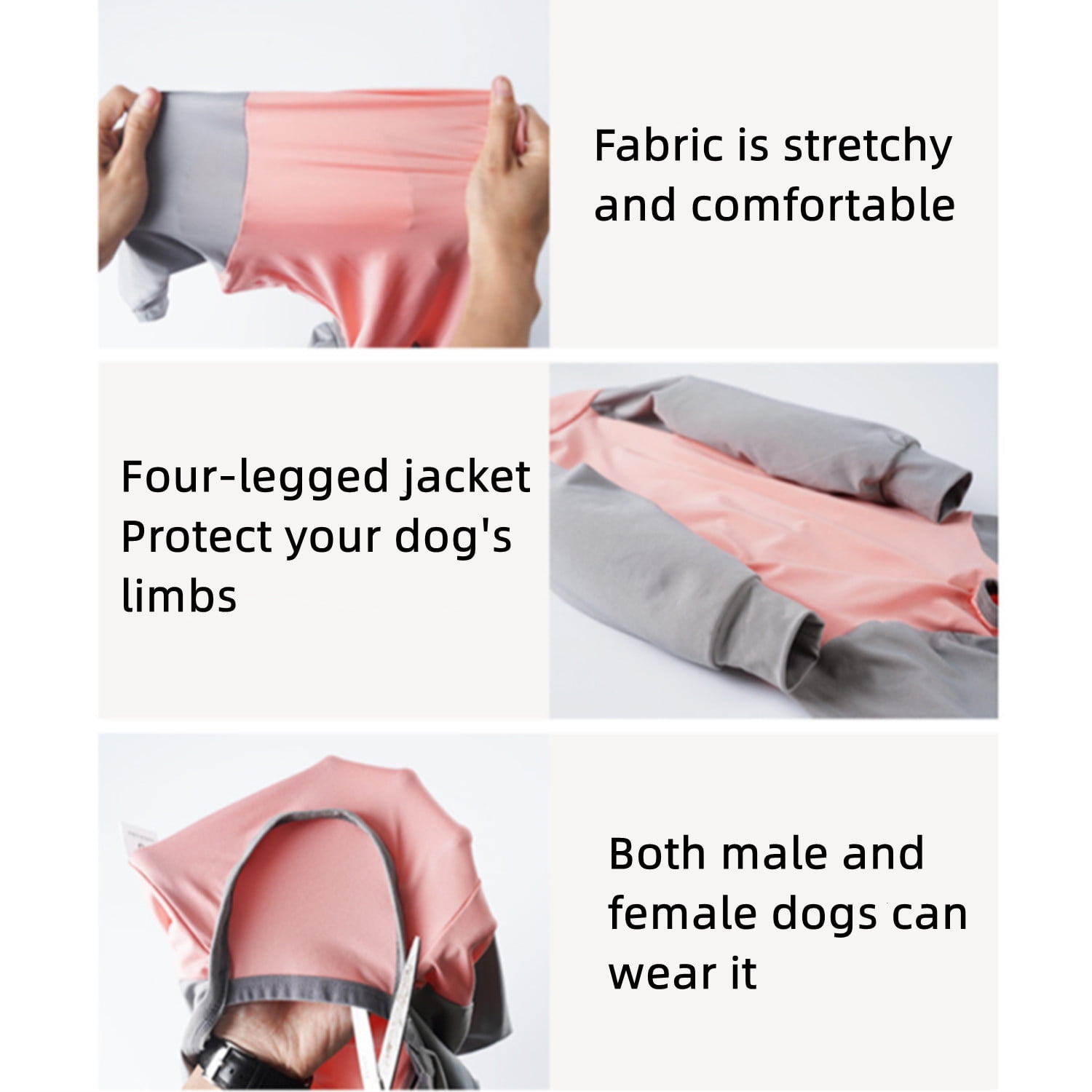 BT Bear Dog Recovery Suit, Dog Onesie Shedding Suit, Surgery Recovery Suit Full Coverage for Dog, After Surgery Wear E Collar Alternative, Anxiety Calming Shirt for Medium Large Dog Pink-Gray 2XL