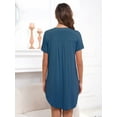thumbnail image 6 of PinkBeautiM Nightgowns for Women Button Down Sleepshirts Short Sleeve V Neck Nightshirt Soft Sleepwear 3 Pack, 6 of 7