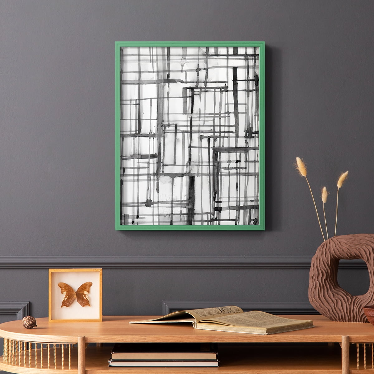 Line Meditation II in Green Solid Wood 8 x 10 Framed Print